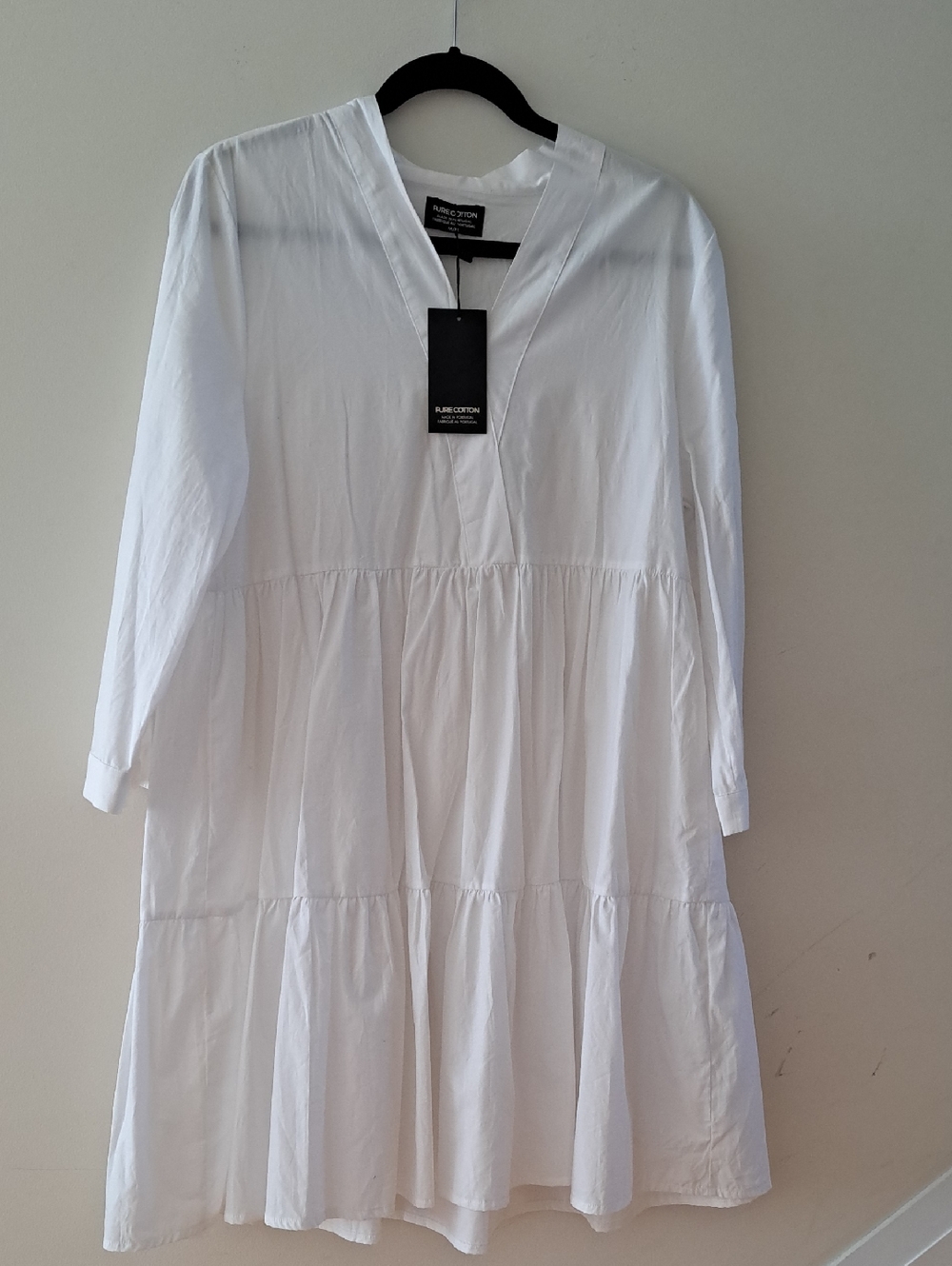 Pure Cotton Tiered V-Neck Tunic Dress
